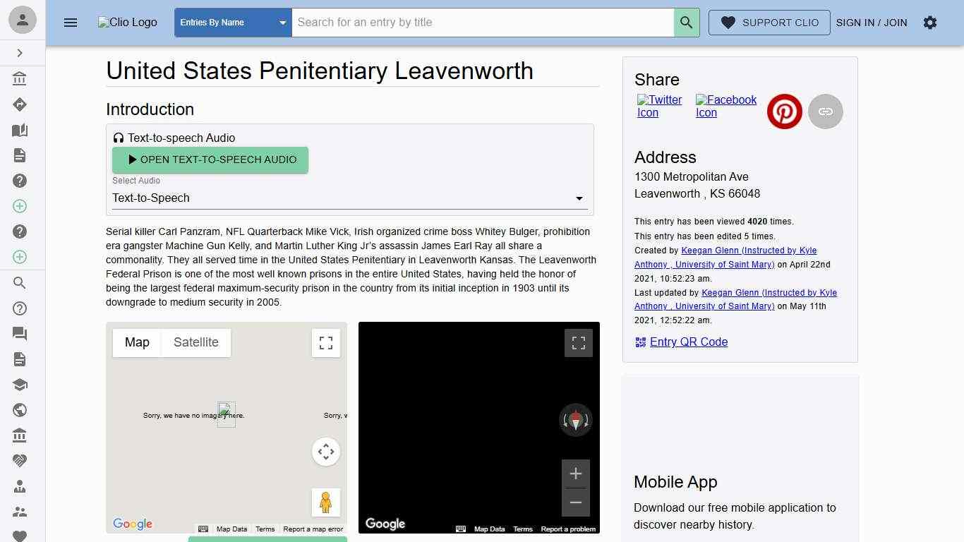 United States Penitentiary Leavenworth - Clio